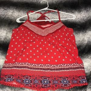 Red tank top blouse